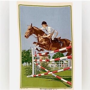 VINTAGE Show Jumper by
Ulster Pure Linen Equestrian Horse Tapestry Towel Ireland